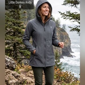 Long Fleece-Lined Waterproof Parka Women's Gray Jacket